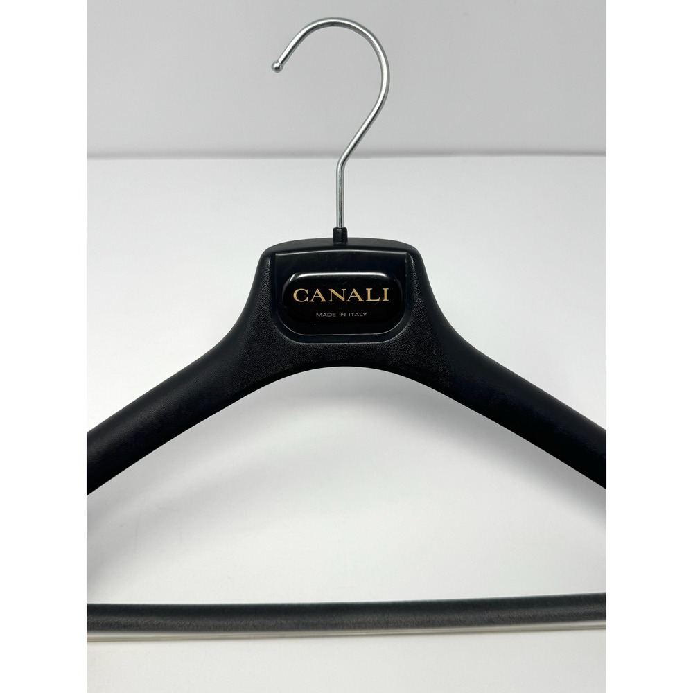 Canali Luxury Suit Hangers Set of 2 Black Italy Wide Shoulder Flocked Bar - Picture 3 of 5